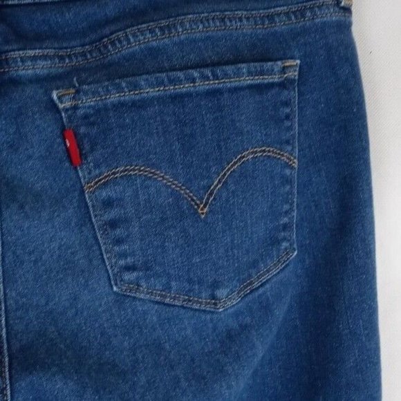 Levi's 711 Womens Dark Wash Distressed Whiskered Skinny Jeans Size 31 - Picture 4 of 10